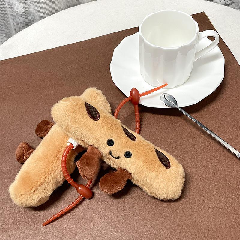 Kreativní plyšový přívěsek na chleba Kreslená závěsná ozdoba Přívěsek na klíče croissant Plněná panenka Přívěsek na tašku Doplňky na tašku