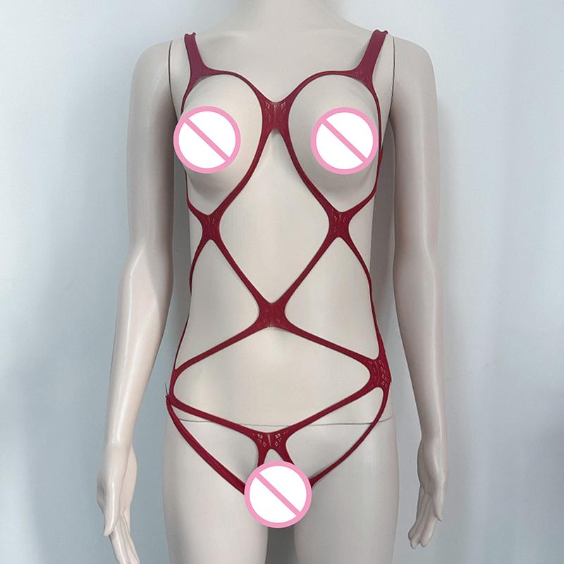 1Pc Stretch Fishnet Crotchless Lingerie Teddy Outfit Sexy Mesh Hollow Bodysuit Underwear Bodystockings for Women