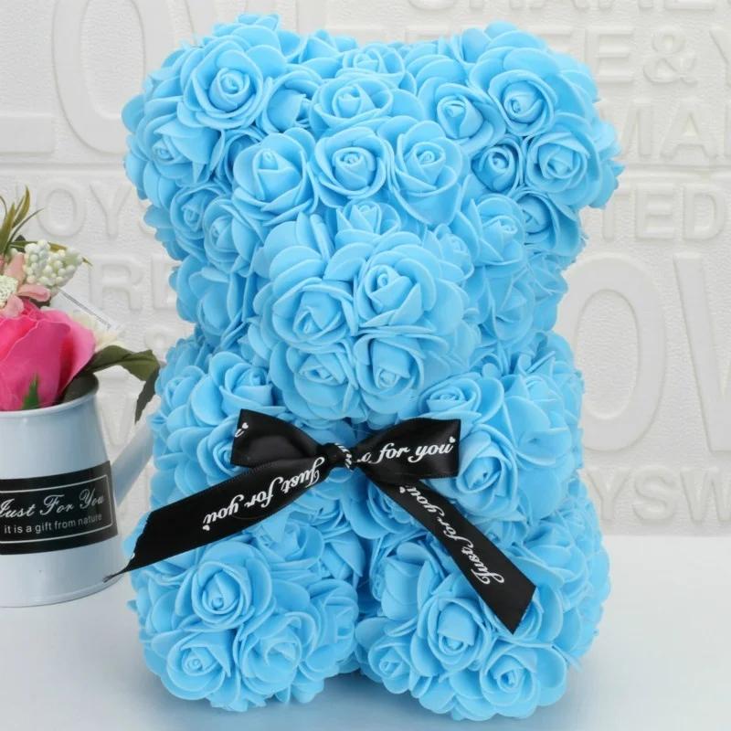 Romantic Valentine's DayCreative Eternal Flower Rose Bear Christmas Gift Rose Bear Hug Bear Wedding Flower Decoration Gift LS