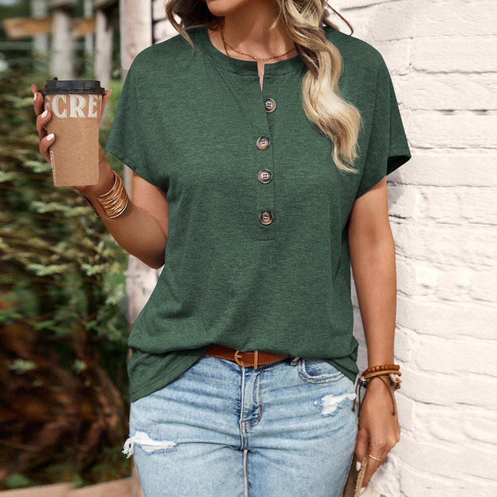 

Женские рубашки, женские топы с коротким рукавом, летняя повседневная модная трендовая рубашка, футболка XL зелёный