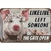 Vintage Metal Poster Wall Art Farm Pig Sign Decor