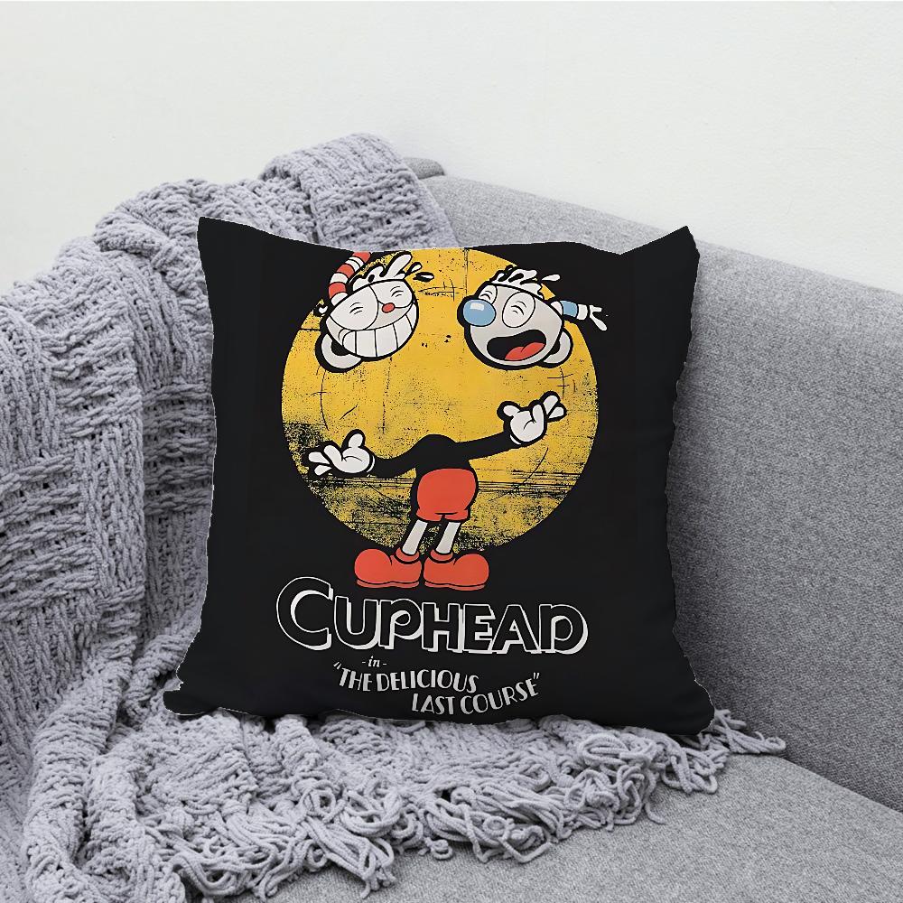 משחק שיתופי לשני שחקנים C-Cuphead ציפית לכרית מקרה כרית רך לקישוט ספה בסגנון חוות קישוטים לבית ומגן ציפית לכרית