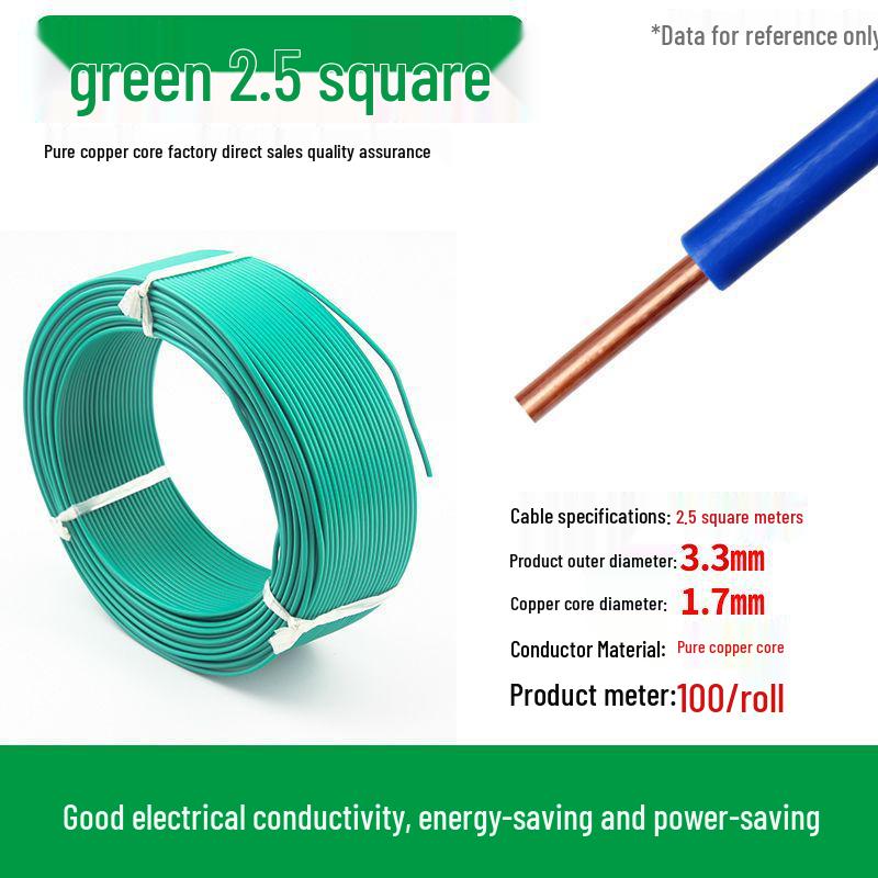 Pure Copper Single Core Electrical Wire, Flame Retardant, 0.5-2.5mm² for Home Decoration