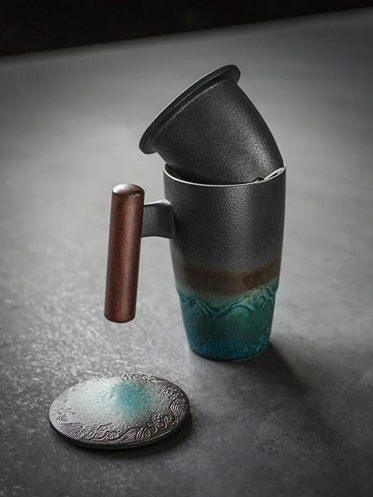 Kreativer Retro-Becher Keramik Große Teetasse Kaffee Handgefertigte Keramikbecher Tassen und Becher Geschäftsgeschenk-Set