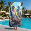 Watercolor-style Pigeon Family Pattern Polyester Microfiber Beach Towel Is Highly Absorbent, Suitable Swimming and Beach Outings