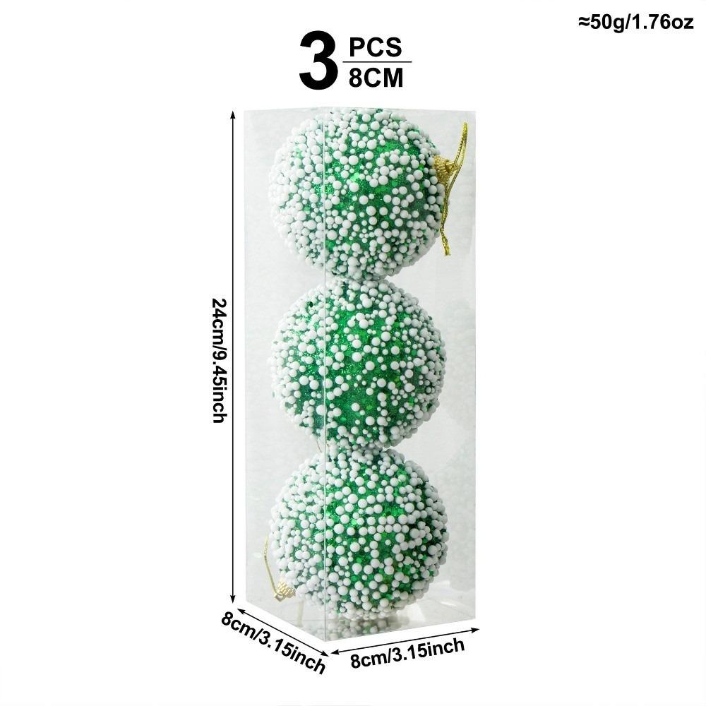 3Pcs/Set Shiny Christmas Ball 8CM Xmas Ornament Ball Durable Christmas Tree Balls  Home