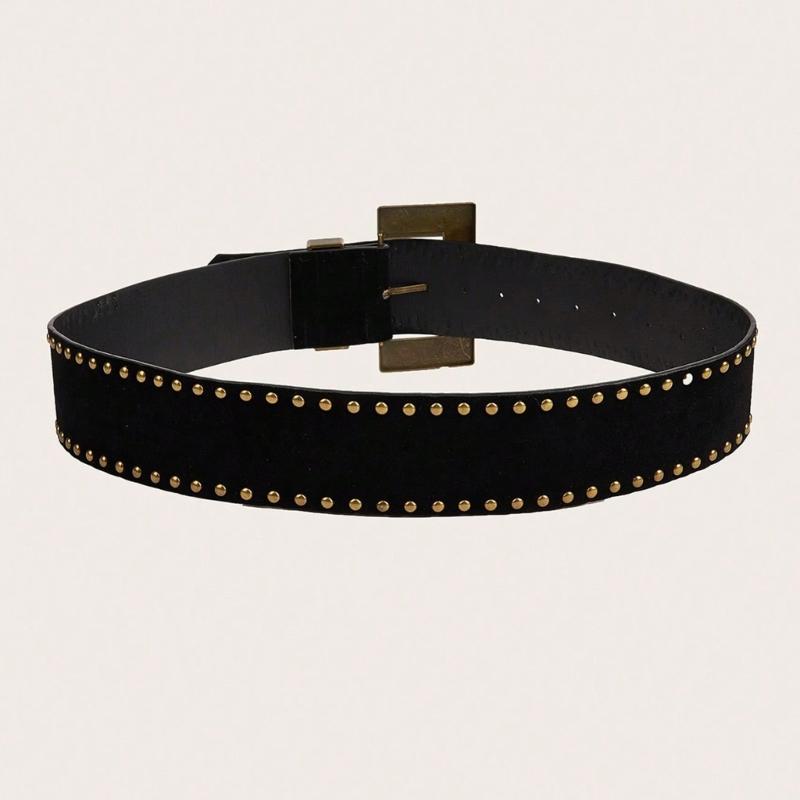 Edgy Studded Punk Belt With Adjustable Length Durability Synthetic Leather for Men and Women