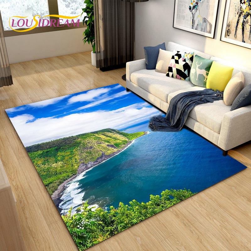 3D Ocean Seawater Beach Water Scenery Area Rug,Carpet Rug for Living Room Bedroom Sofa Doormat Decoration,Kid Non-slip Floor Mat