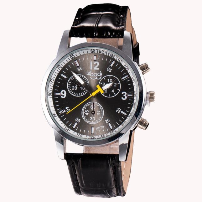 Stilig herreklokke analog herreklokke i skinn