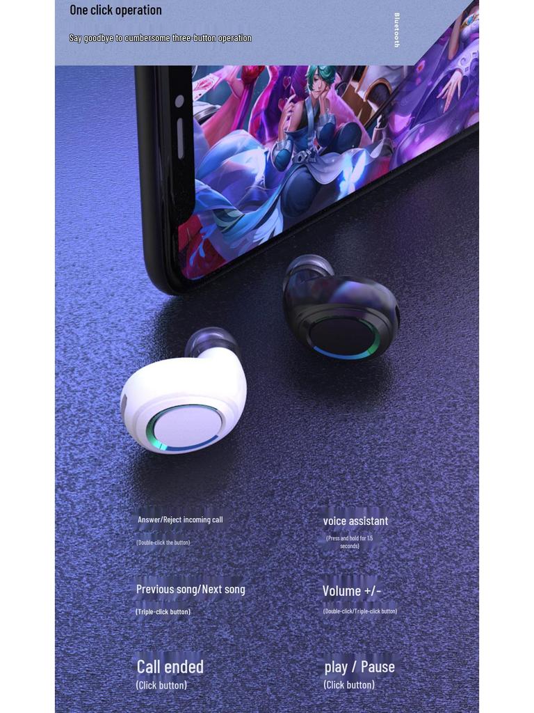 Patentierte kabellose Bluetooth TWS In-Ear-Kopfhörer mit Geräuschunterdrückung, geringer Latenz und langer Akkulaufzeit