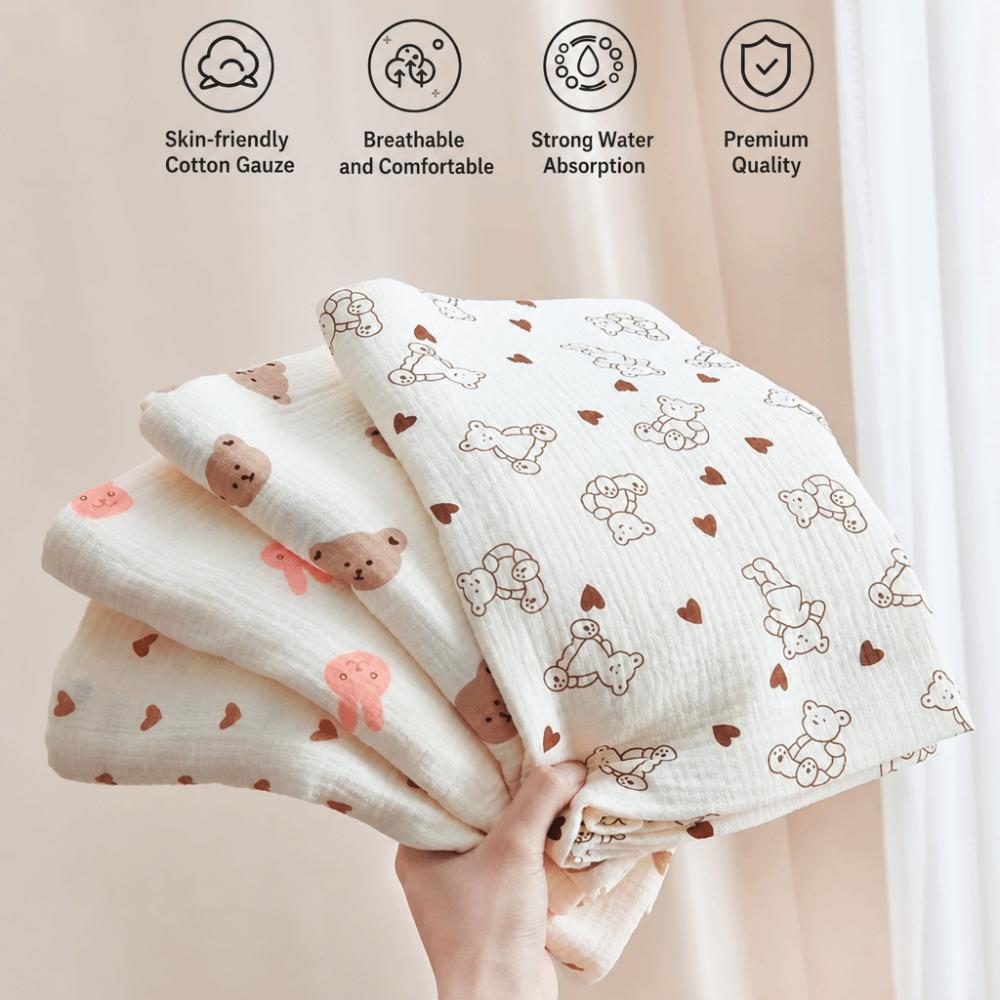 Breathable Gauze Baby Swaddle Blanket Double-Layered Baby Quilt Gauze Wrap Blanket  For Newborn