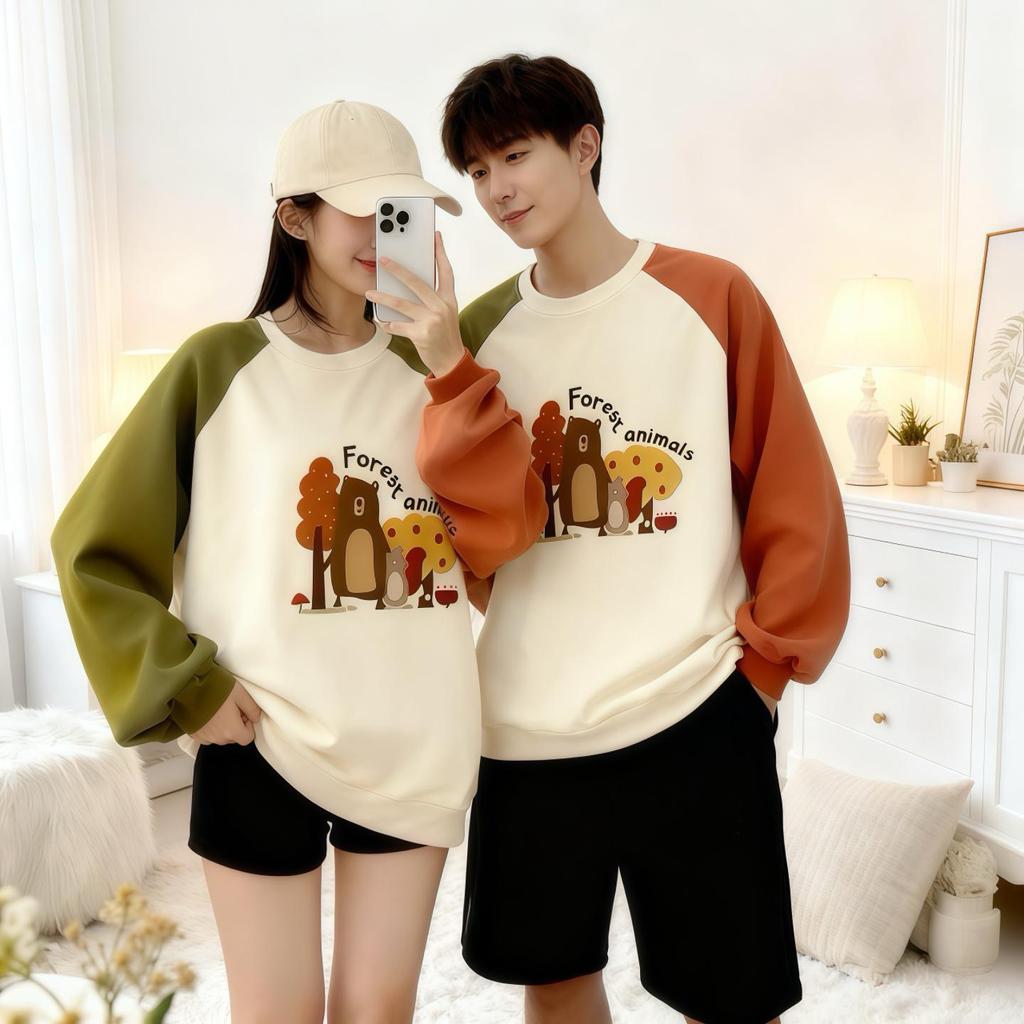 Mother and Child First Birthday Matching Fleece Sweatshirt Set: Family of Four Autumn/Winter Street Style Outfit