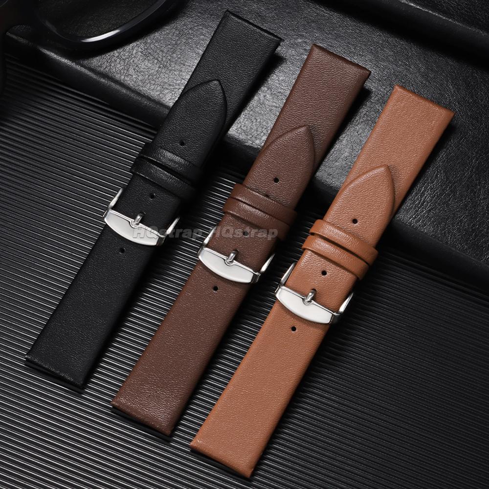 12mm 14mm Ultra-dünnes Leder Uhrenarmband Universelles Weiches Uhrenband 16mm 18mm 19mm 20mm 21mm 22mm Damen Herren Ersatzarmband