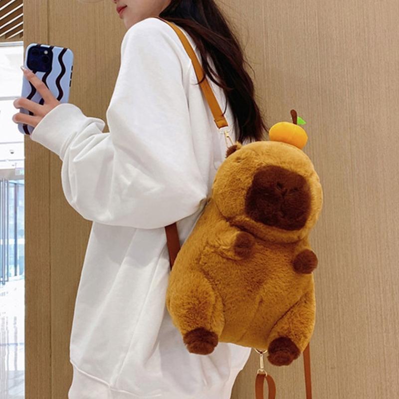Kreativer Capybara Plüsch Rucksack Niedliche Umhängetasche Für Kinder Teenager Und Erwachsene Weiche Crossbody Taschen Schultasche Geschenk