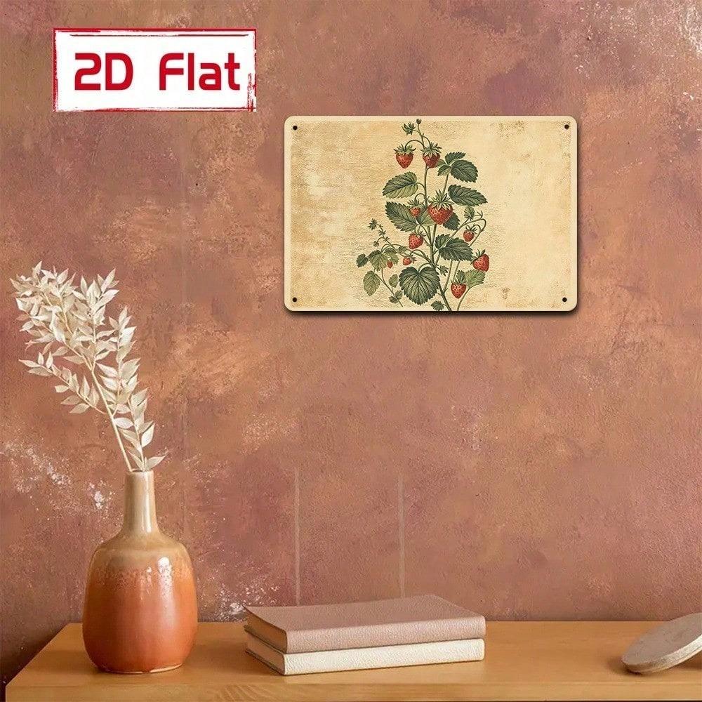1pc Vintage Strawberry Plant Diagram Wall Plaque, Hand-Drawn Botanical Chart Sign, Educational Art for Study Room