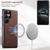 EUCAGR Luxury Faux Leather Phone Case Magnet Wireless Charging Frosted Feel For Samsung Galaxy S25Ultra S24Plus S23 S22 Note20