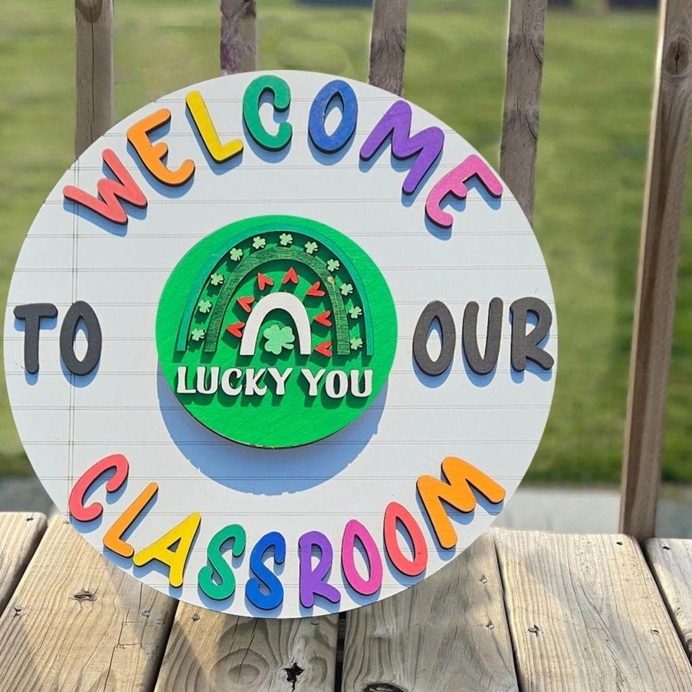 Wooden Welcome Door Signs Cartoon Door Hanging Ornament Welcome To Our Home Sign  Classroom
