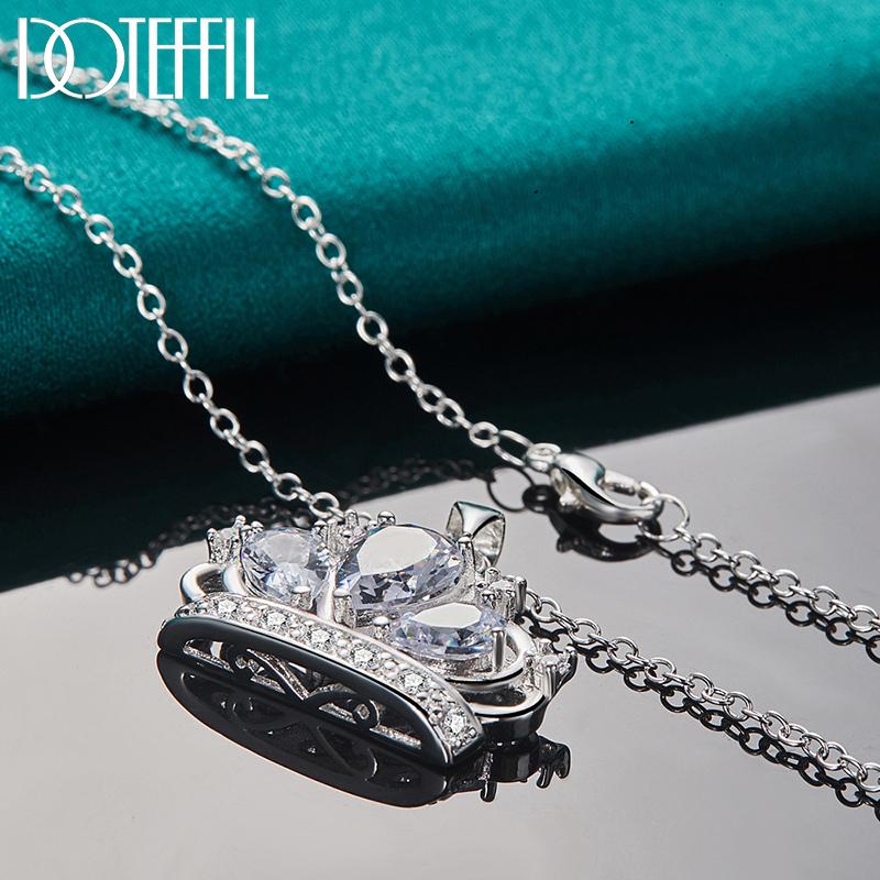 Collier pendentif couronne en argent Sterling 925, Zircon, bijoux de mode de mariage