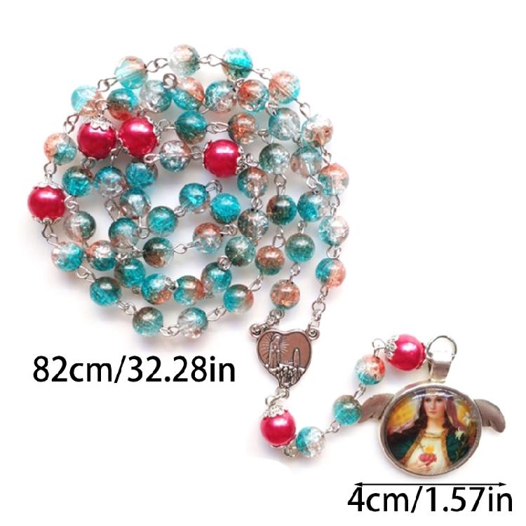 Mary Rosary Prayer Necklace withPendant Religious Jewelry for Cross Religious am