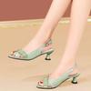 Summer New High Heel Sandals Fish Mouth Soft Sole Middle-aged Mom Plus Size Women's Shoes