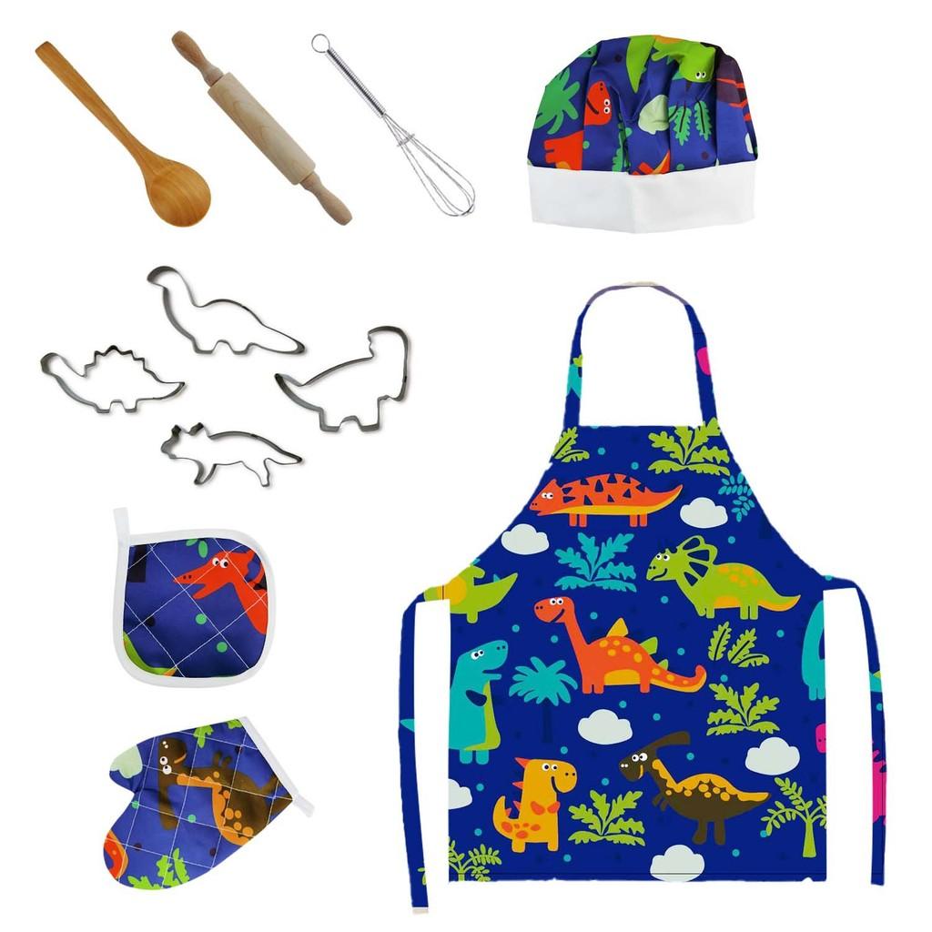 

Dinosaur Engaging Kitchen Toy Set With Colorful 11 Piece Apron And Baking Accessories For Children Dinosaur 11Pack Bag