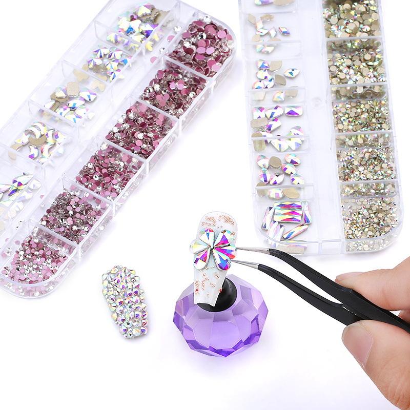Electroplated Flat-Bottomed Nail Art Jewelry Glass Special-Shaped Rhinestone Set Nail Decoration Diy Jewelry Accessories