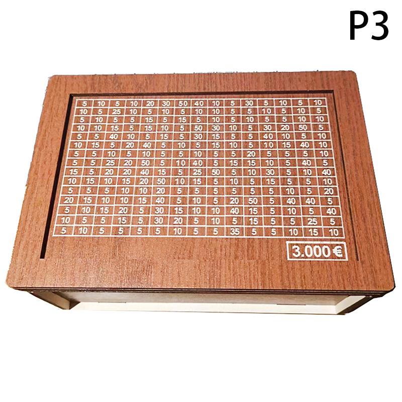 Cutie de bani decorativă din lemn natural cu pușculiță contor realizată manual pentru copii creativi de economisire a banilor Obiectiv 10000 euro