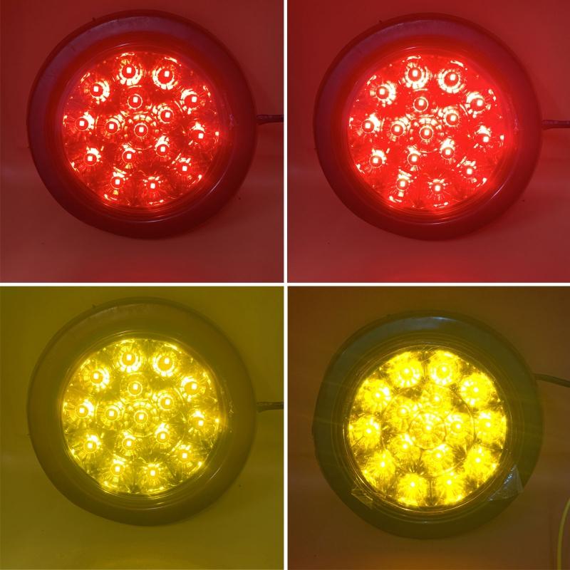 High Brightness 16LED Tail Light Round Indicator Light 12-24V Fog Lamp Brake Light for Truck Car RV Trailer