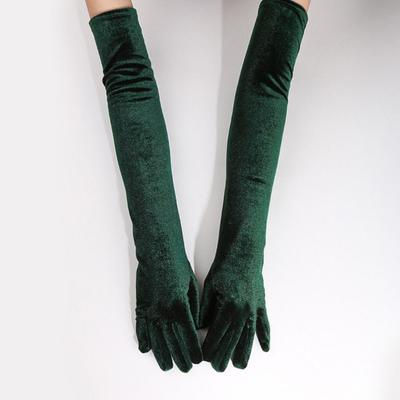 Warm Elegant Velvet Long Gloves Solid Color 53cm Bride's Long Mittens Comfortable Full Finger Etiquette Gloves Party Supplies