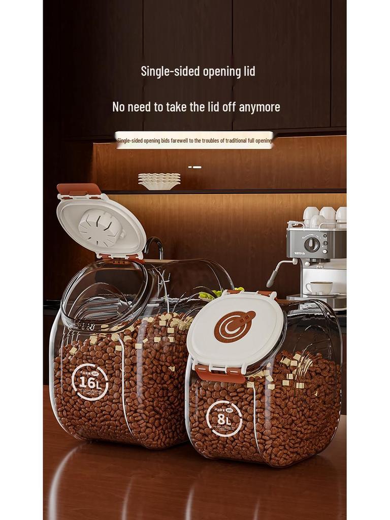 Large Capacity Sealed Moisture-Proof Pet Food Storage Bucket, Transparent for Cat and Dog Food