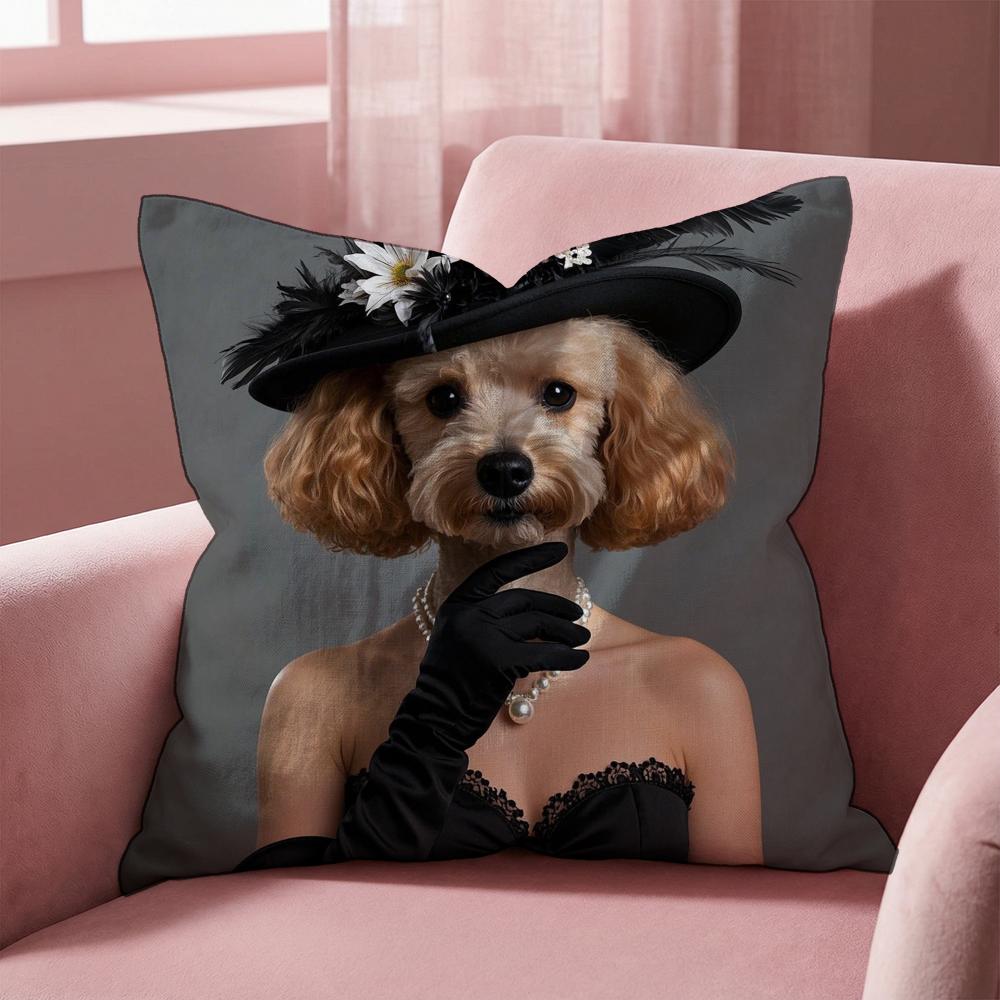 Poodle Dog Cushion Cover Multi-Scene Pillow Cover for Home & Car - Reversible, Soft & Durable for Daily Use