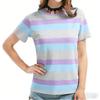 2026 New Model Chic Color Contrast Striped T-Shirt, Women's Fashionable Casual Summer Basic Topv