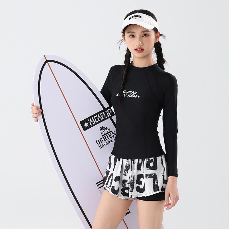 Hao Zhi Lang Women s Long Sleeve Split Swimsuit, Two-Piece Pool Exclusive XL [Recommended 105-120 jin]