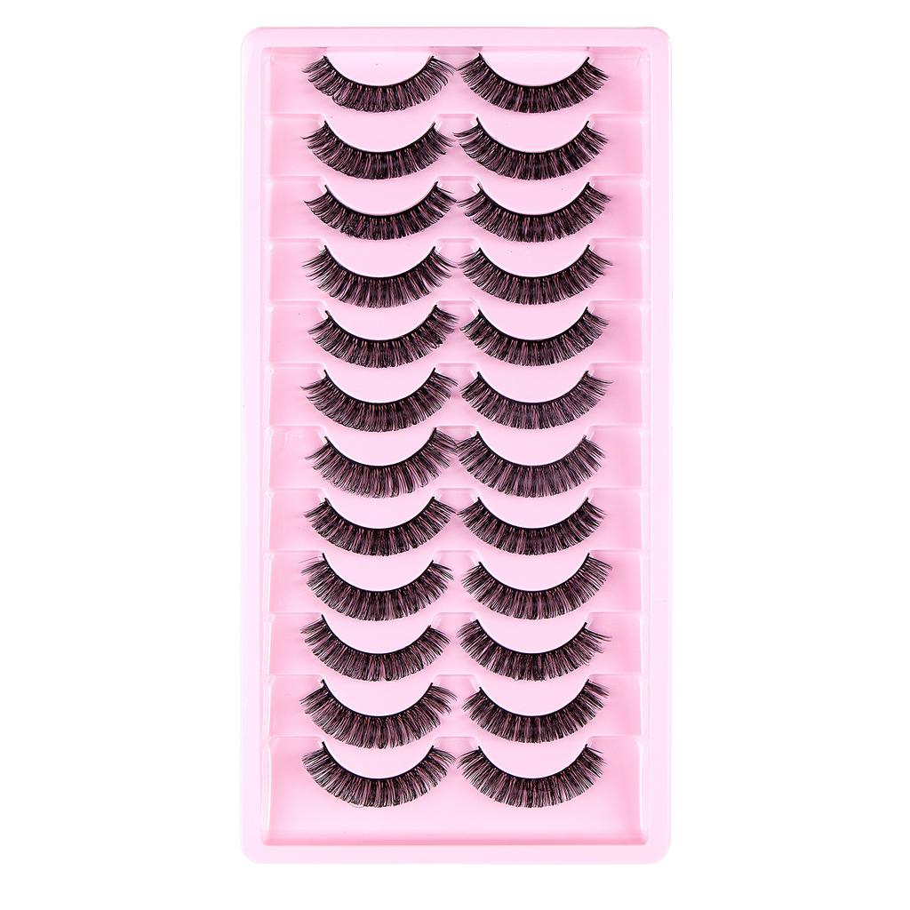 12 Pairs Of Curled False Eyelashes, Natural Chemical Fiber Eyelashes, Thick Simulated Eyelashes