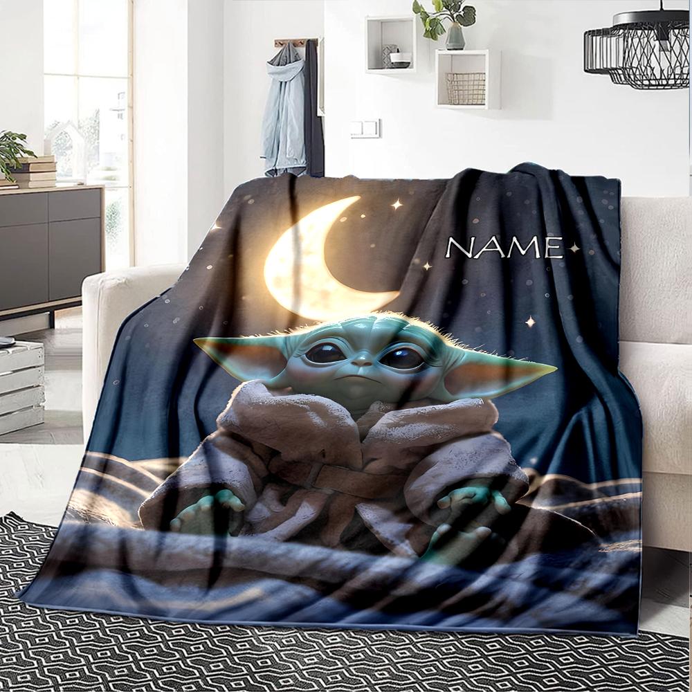 Customiz Name Personality Yoda Blanket Soft &Warm Sofa Office Bed Travel Lunch Break Blanket, Gift Suitable All Seasons