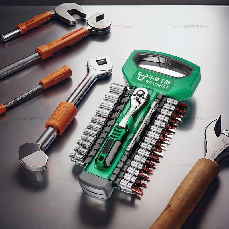 12/29/21pcs Socket Ratchet Handle Wrench Set 1/4" 3/8" Tools Repair Ratchet Set Car Repair Hand Tools Spanner Sleeves Head Tool