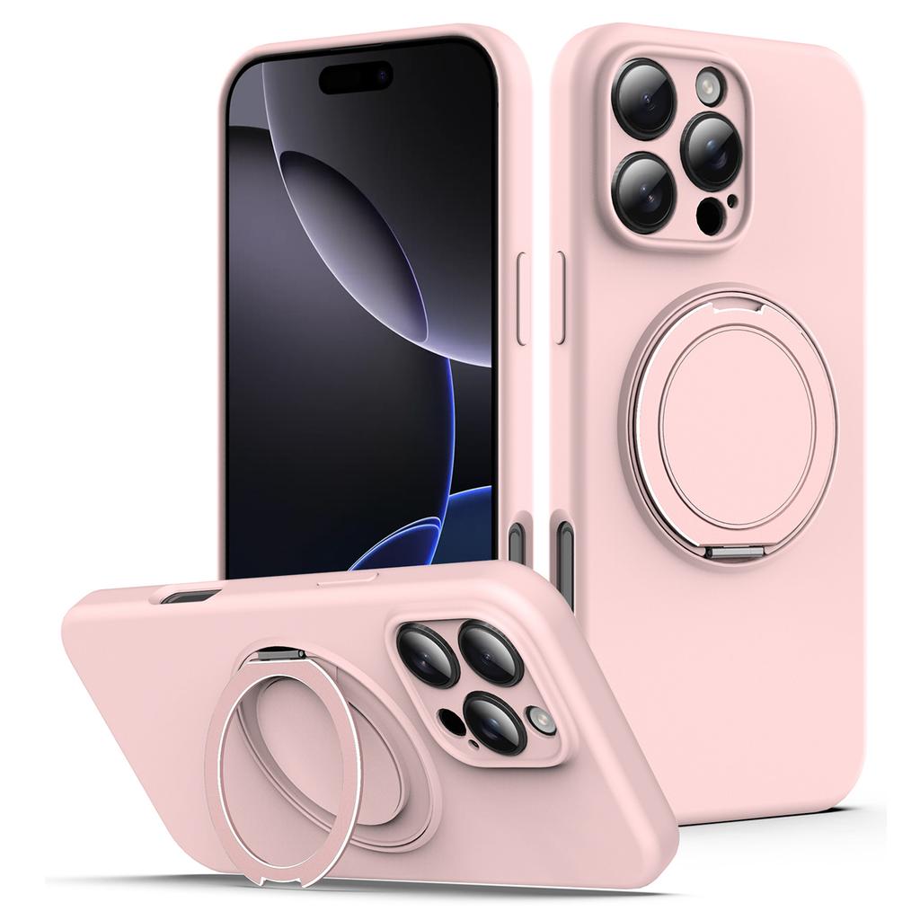 For iPhone 16 Pro Max Case Compatible with MagSafe Rotating Metal Kickstand PC + Silicone Phone Cover