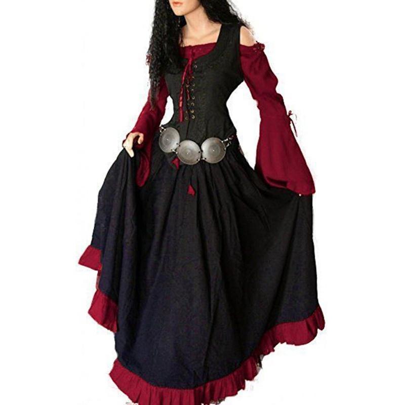 how to dress black dress Renaissance Halloween Costume Women Medieval Dress Velvet Queen Dresse –  Hiipps main image 0