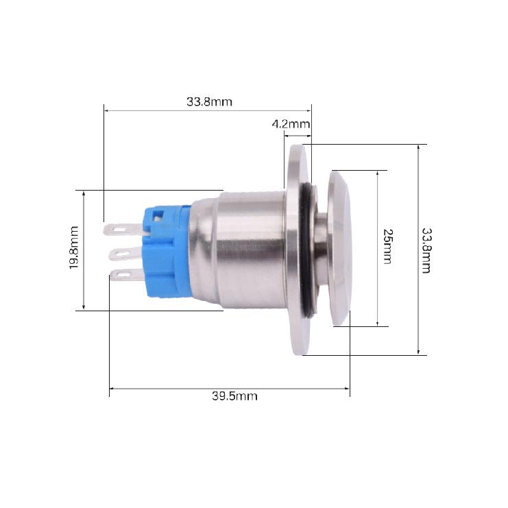 19mm Stainless Steel Latching Momentary Switch 3 Pin Smart Toilet Automatic Flush Push Button Reset Self-locking Kick Switch Pushbutton Switches 3