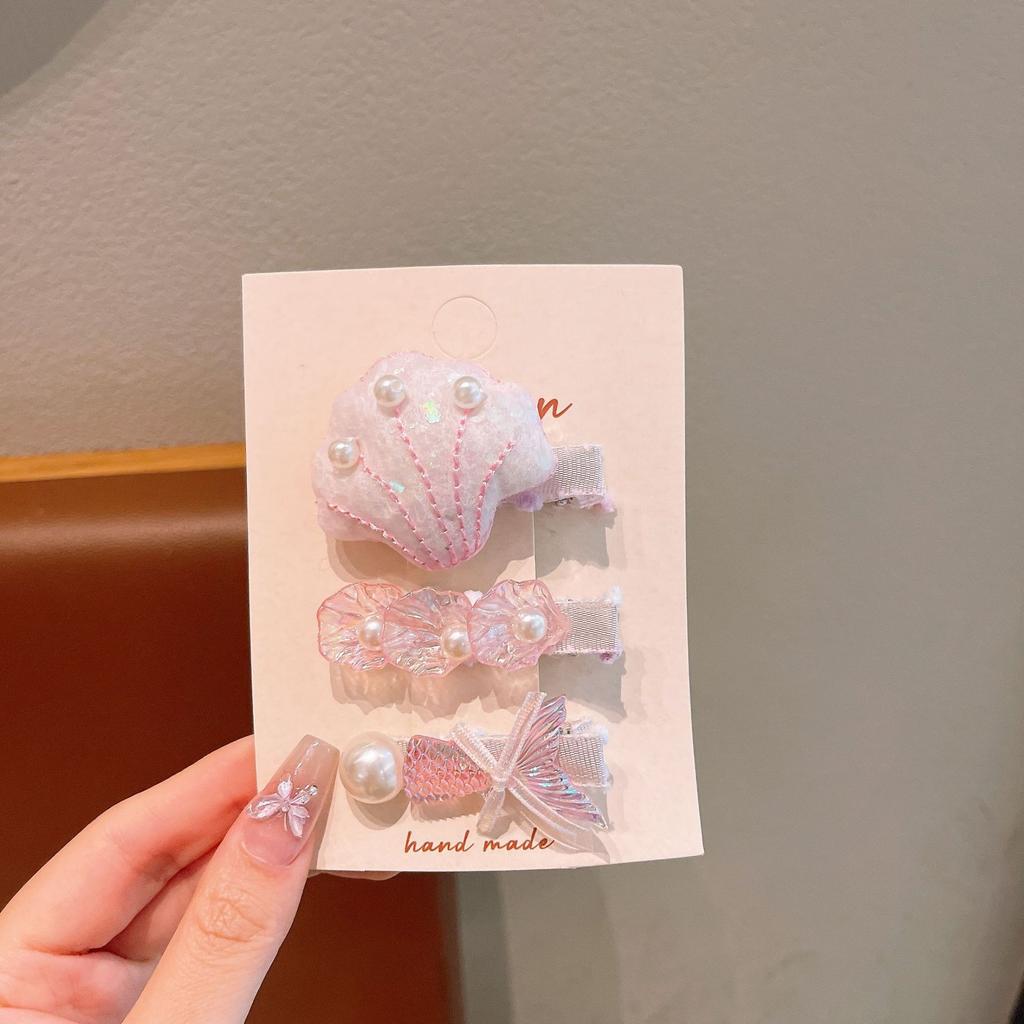 Summer Ocean Starfish Shell Hairpin Cute Children'S Hairpin Duck Beak Clip Pearl Hair Accessories Headgear Clip Girl