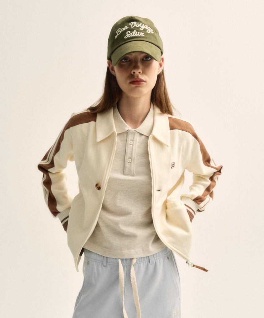 Satur Rawton Collar Track Zip-Up Jacket Resort Cream