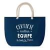 Blue Beach Bag Rope Handle Certified Best Team Birthday Christmas Gift | Large Carry Bag &; Sport
