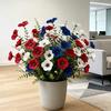 10 Pcs Artificial Fake Pansy Flowers for Outdoor Patriotic Red White Blue UV Resistant Faux Silk Flowers for 4th of July Front Door Porch Patio Window