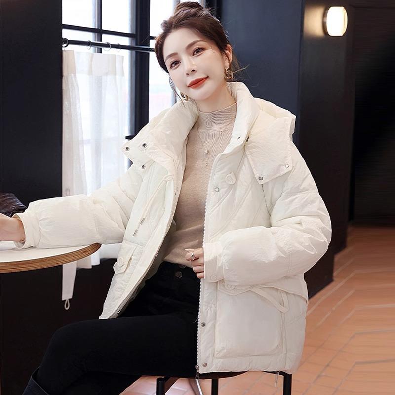 2025 Short Hooded Down Cotton Jacket Women's New Winter Thickened Warm Padded Jacket Loose Bread Jacket
