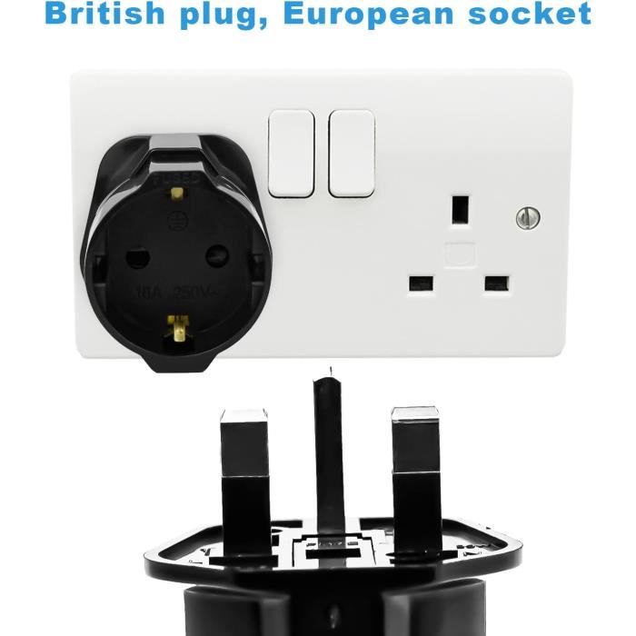 Adaptateur de voyage france vers uk towkom noir