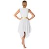 Womens Sleeveless Color Block Patchwork Dress Invisible Zipper Back Irregular Hem Lyrical Performance Dress