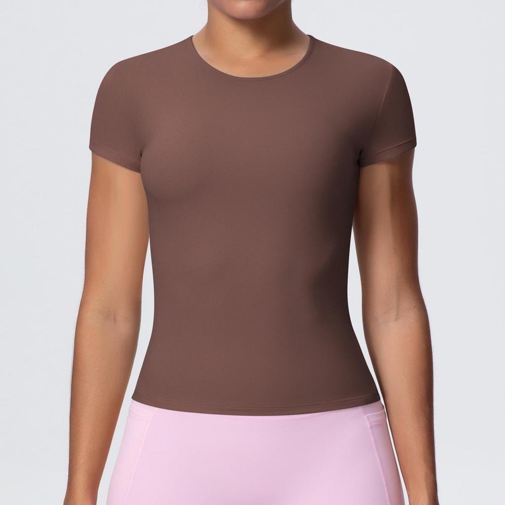 Maglietta da Running da Donna ad Asciugatura Rapida Controllo Pancia - Manica Corta, Sensazione di Nuvola, Top Casual Yoga Fitness.