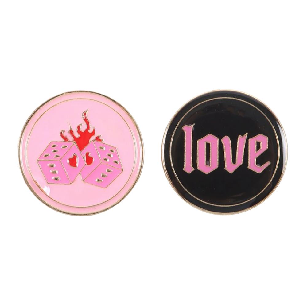 Something Different Love Flaming Dice Badge (Pack of 2)
