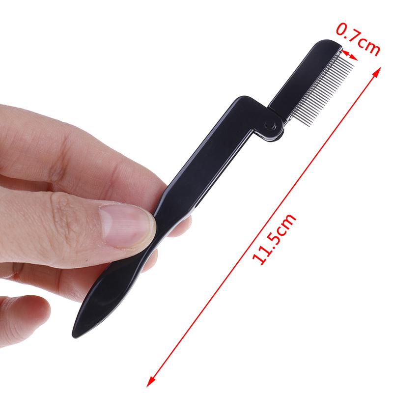 Folding Eyelash Comb Metal Eyebrow Brush Separator Eyelash Curl Black
