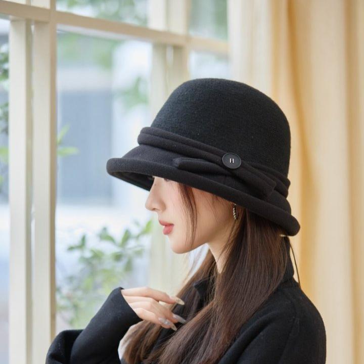 

Шерстяная шляпа-ведро Женская осенне-зимняя модная теплая элегантная британская ретро шляпа-ведро шляпа-цилиндр one size чёрный